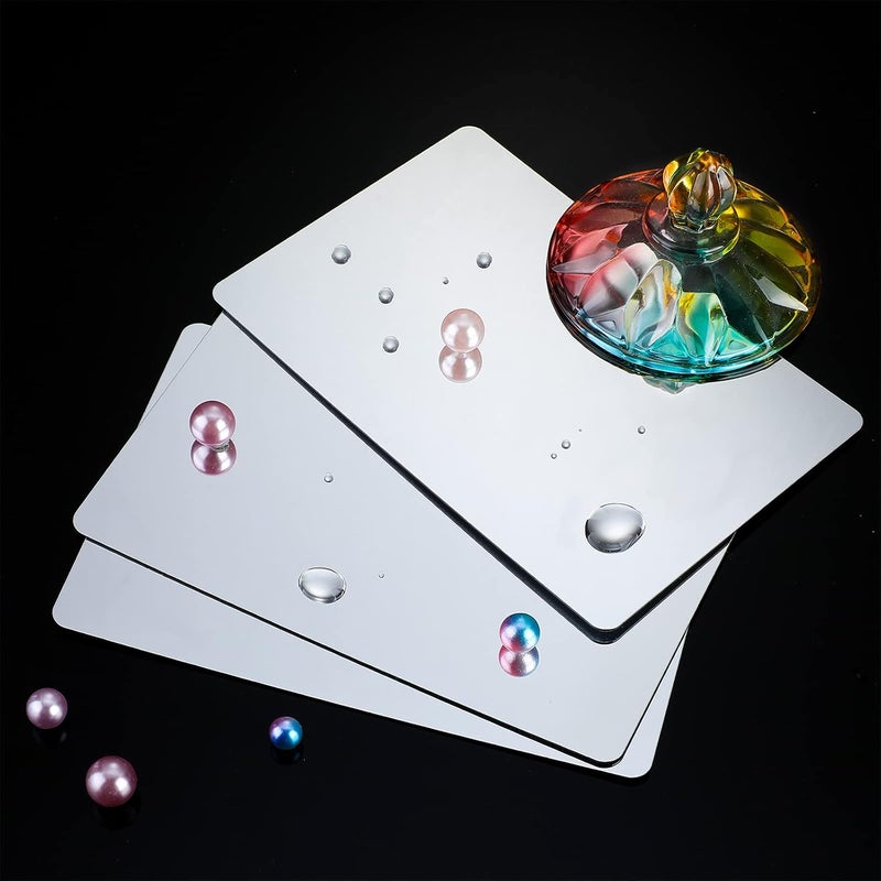 Marsui 8 Pieces Shatter Proof Plastic Mirror Craft 4 x 6 Inch Small Mirror Tiles Bulk with Soft Round Corners Double Sided Protective Film Reflector Sheets Art Craft Supply for Bathroom Home Decor - Image 2